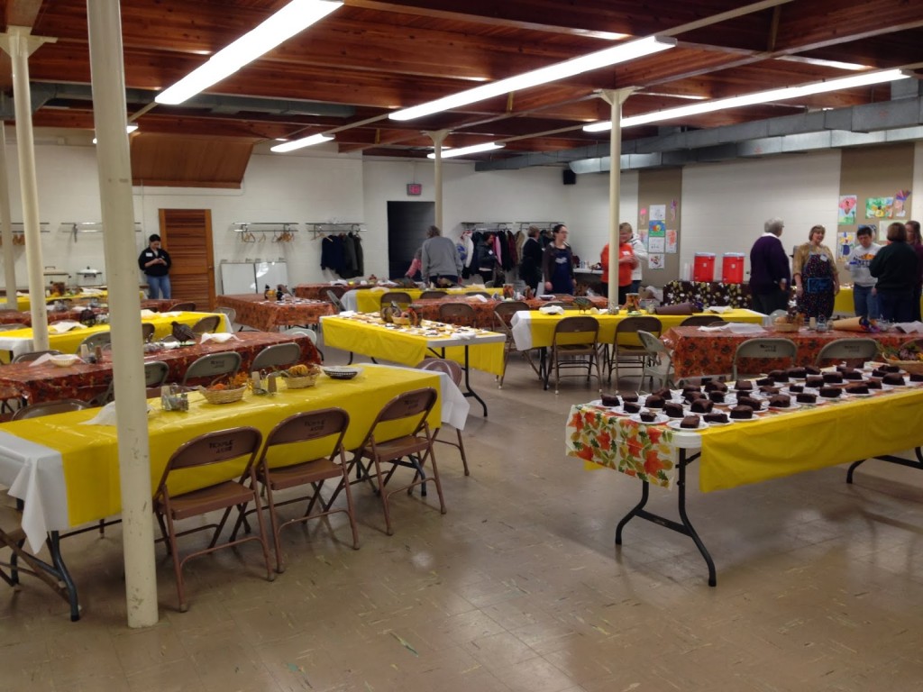 Hall area set up for the meal.